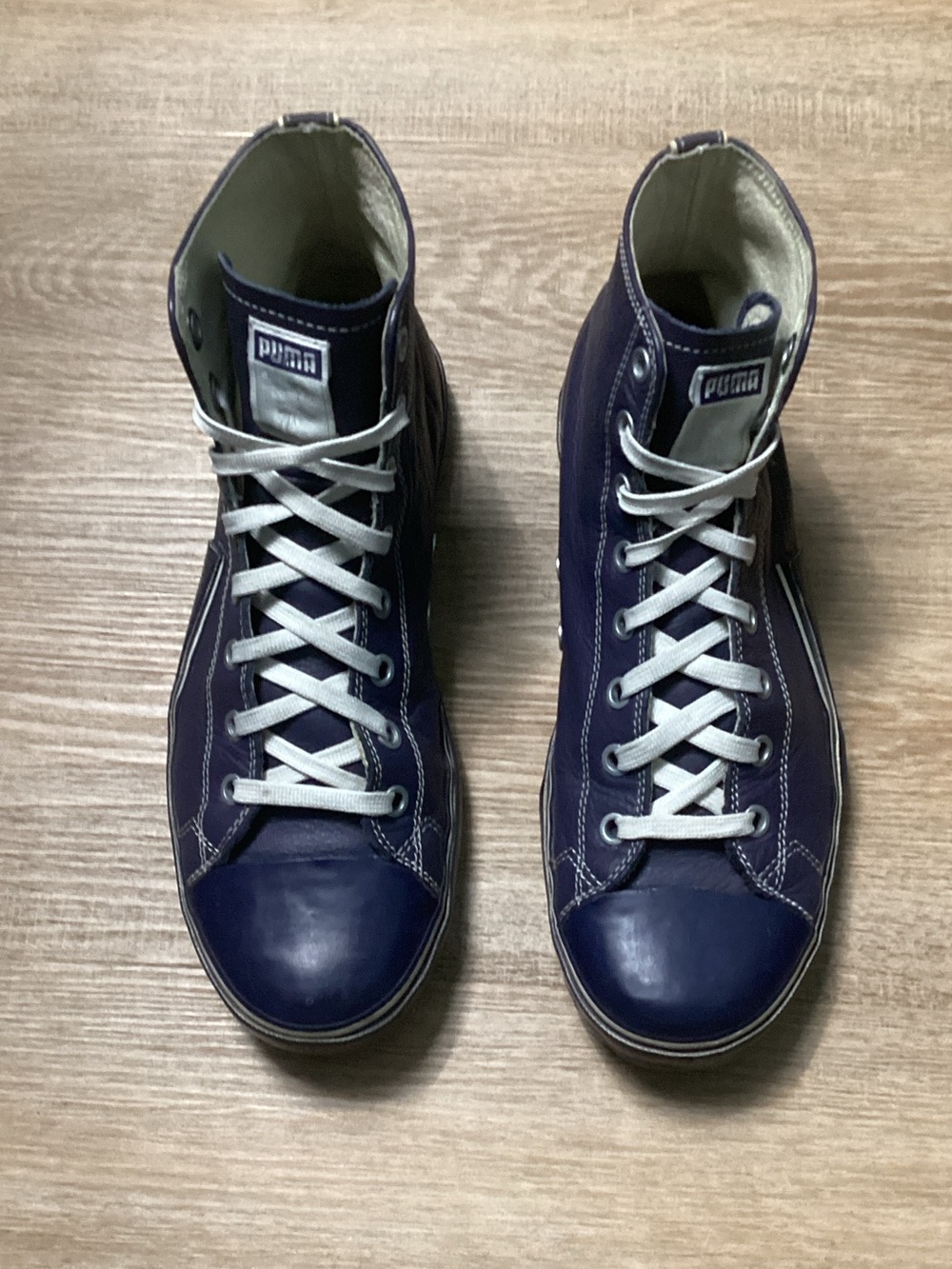 Blue Puma High-Top Sneakers  with White Laces Sz 9
